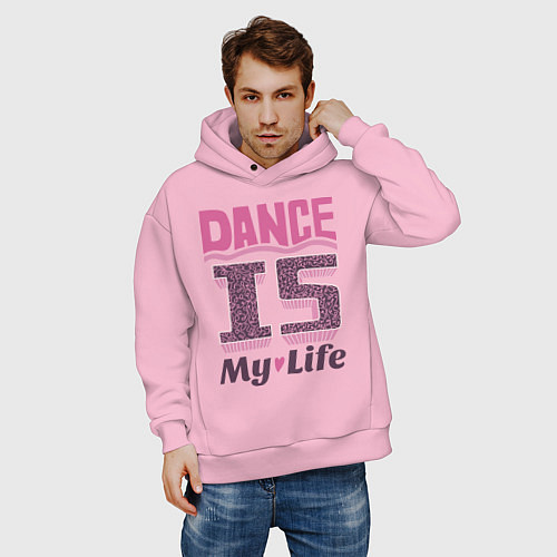 Мужское худи оверсайз Dance is my life / Светло-розовый – фото 3