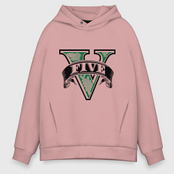 Толстовка оверсайз мужская GTA V: Logo, цвет: пыльно-розовый