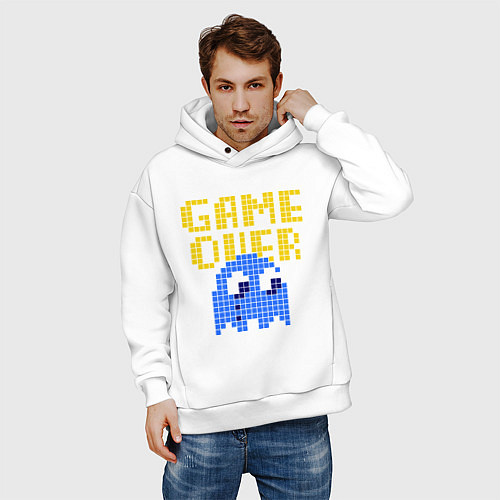 Мужское худи оверсайз Pac-Man: Game over / Белый – фото 3