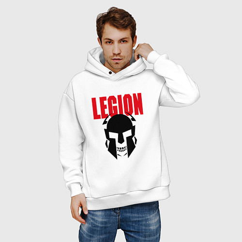 Мужское худи оверсайз Легендарный римский воин / Белый – фото 3