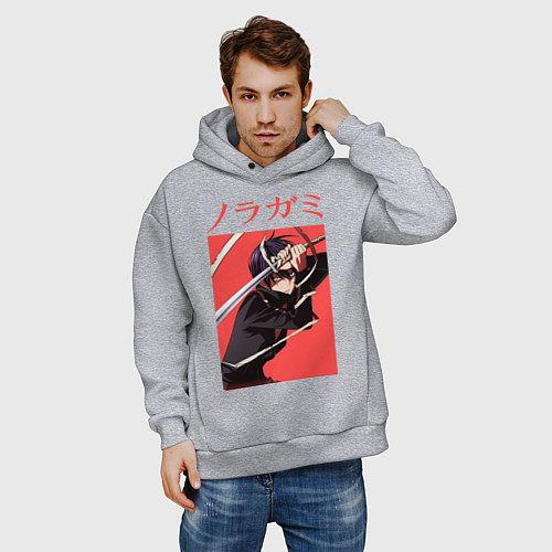 Мужское худи оверсайз Бездомный бог / Меланж – фото 3