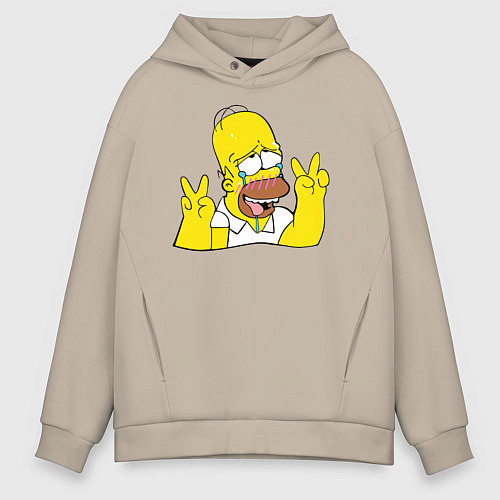 Мужское худи оверсайз Homer Ahegao / Миндальный – фото 1