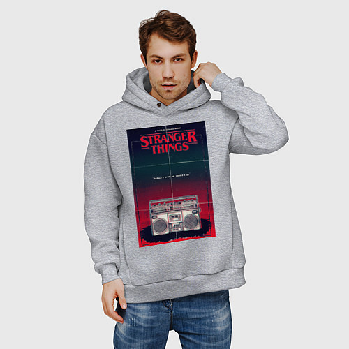 Мужское худи оверсайз Название и магнитофон / Меланж – фото 3