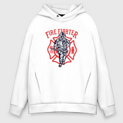 Толстовка оверсайз мужская Fire fighter, цвет: белый