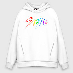 Толстовка оверсайз мужская STRAY KIDS АВТОГРАФЫ, цвет: белый