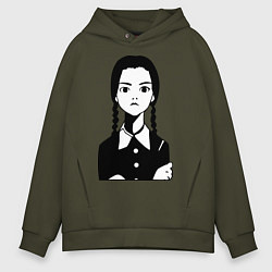 Толстовка оверсайз мужская Wednesday Addams, цвет: хаки