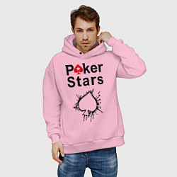 Толстовка оверсайз мужская Poker Stars, цвет: светло-розовый — фото 2