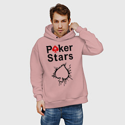 Толстовка оверсайз мужская Poker Stars, цвет: пыльно-розовый — фото 2