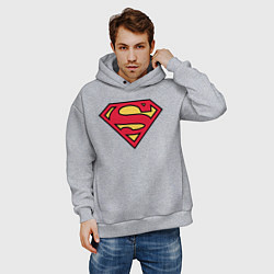Толстовка оверсайз мужская Superman logo, цвет: меланж — фото 2
