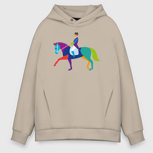 Мужское худи оверсайз Всадник на коне / Миндальный – фото 1