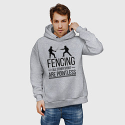 Толстовка оверсайз мужская Fencing, цвет: меланж — фото 2