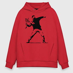 Толстовка оверсайз мужская Banksy, цвет: красный