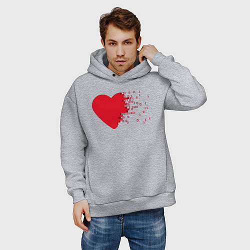 Мужское худи оверсайз Сердце / Меланж – фото 3