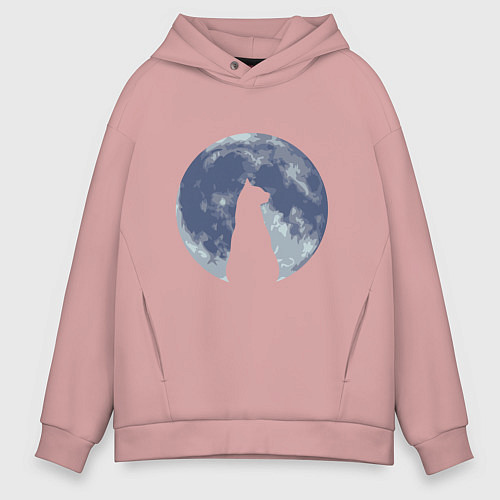 Мужское худи оверсайз Night Cat / Пыльно-розовый – фото 1