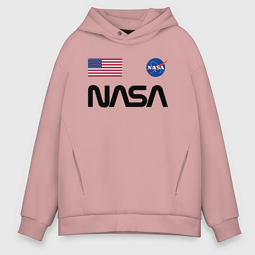Мужское худи оверсайз NASA НАСА / Пыльно-розовый – фото 1
