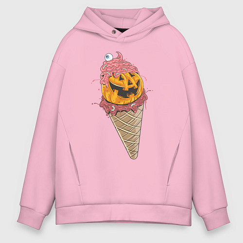 Мужское худи оверсайз Pumpkin IceCream / Светло-розовый – фото 1