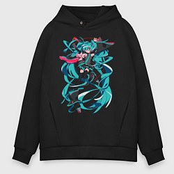 Толстовка оверсайз мужская Hatsune Miku Expo, цвет: черный