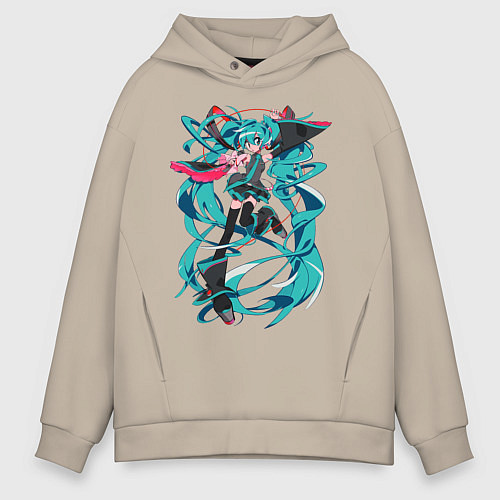 Мужское худи оверсайз Hatsune Miku Expo / Миндальный – фото 1