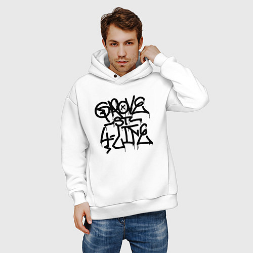 Мужское худи оверсайз GROVE STREET 4 LIFE / Белый – фото 3