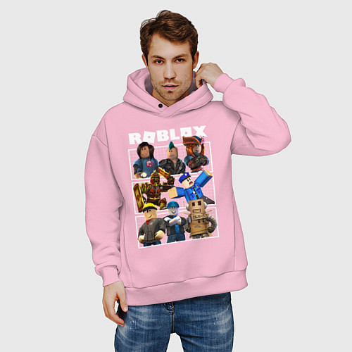 Мужское худи оверсайз ROBLOX / Светло-розовый – фото 3