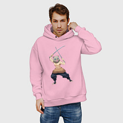 Толстовка оверсайз мужская KIMETSU NO YAIBA, цвет: светло-розовый — фото 2