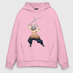 Толстовка оверсайз мужская KIMETSU NO YAIBA, цвет: светло-розовый