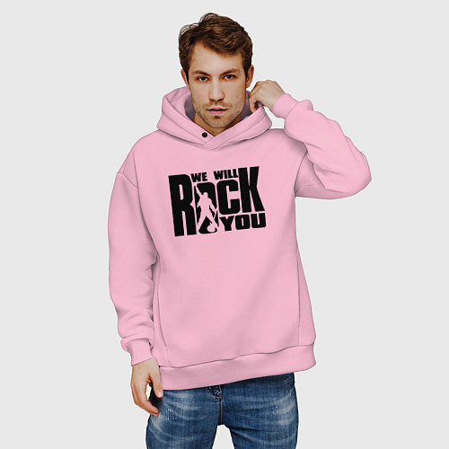 Мужское худи оверсайз QUEEN / Светло-розовый – фото 3