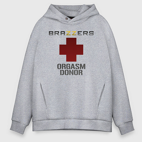 Мужское худи оверсайз Brazzers orgasm donor / Меланж – фото 1