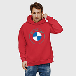 Толстовка оверсайз мужская BMW LOGO 2020, цвет: красный — фото 2