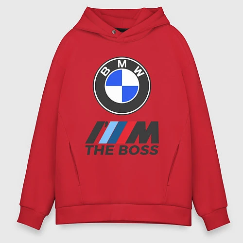 Мужское худи оверсайз BMW BOSS / Красный – фото 1