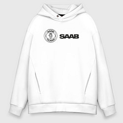 Толстовка оверсайз мужская Saab Black Logo, цвет: белый