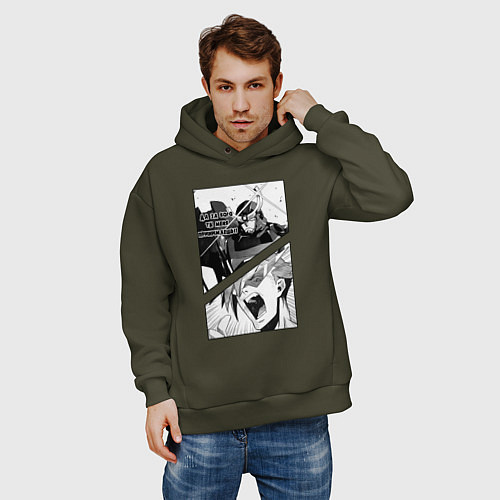 Мужское худи оверсайз Gurren lagann / Хаки – фото 3