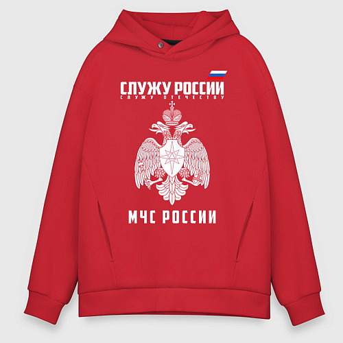 Мужское худи оверсайз МЧС России / Красный – фото 1