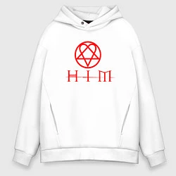 Толстовка оверсайз мужская HIM LOGO RED, цвет: белый