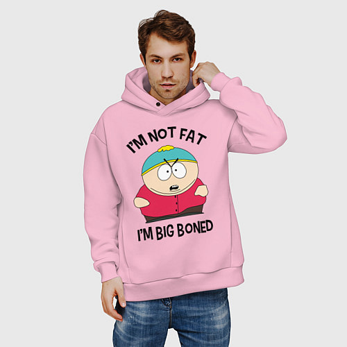 Мужское худи оверсайз Я не толстый / Светло-розовый – фото 3