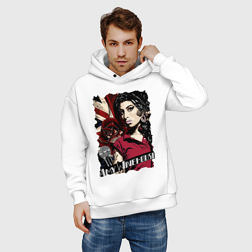 Мужское худи оверсайз ЭММИ УАЙНХАУС / Белый – фото 3