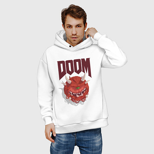 Мужское худи оверсайз DOOM / Белый – фото 3