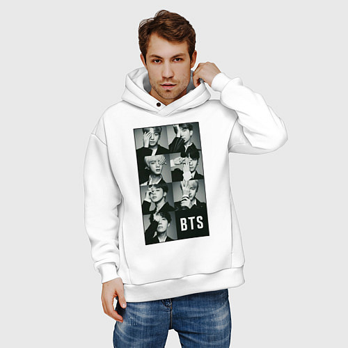 Мужское худи оверсайз BTS / Белый – фото 3