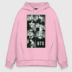 Толстовка оверсайз мужская BTS, цвет: светло-розовый