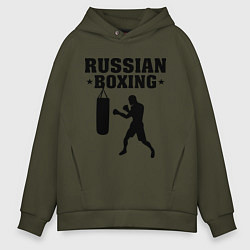 Толстовка оверсайз мужская Russian Boxing, цвет: хаки