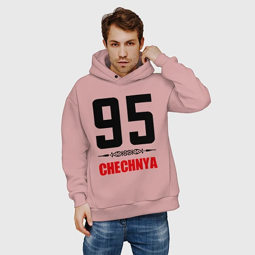 Мужское худи оверсайз 95 Chechnya / Пыльно-розовый – фото 3