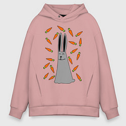 Толстовка оверсайз мужская Кролик в морковке, цвет: пыльно-розовый