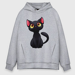 Толстовка оверсайз мужская Черный котенок, цвет: меланж