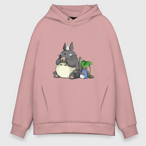 Мужское худи оверсайз Тоторо / Пыльно-розовый – фото 1