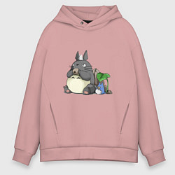 Толстовка оверсайз мужская Тоторо, цвет: пыльно-розовый