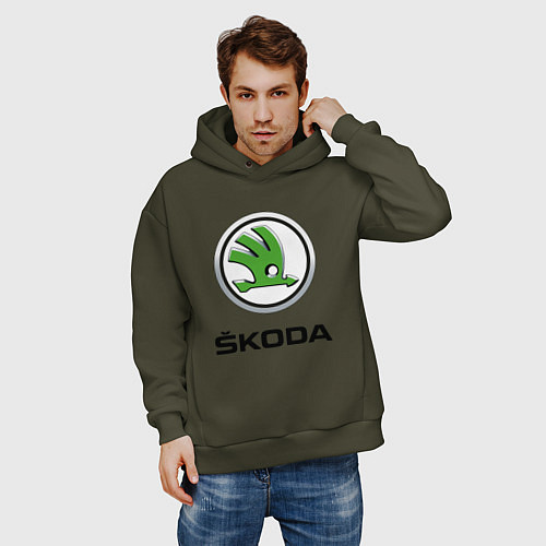 Мужское худи оверсайз SKODA / Хаки – фото 3