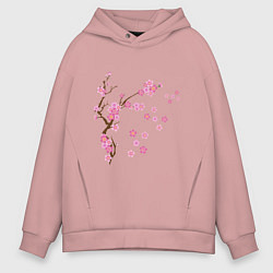 Толстовка оверсайз мужская Розовая сакура, цвет: пыльно-розовый