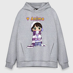 Толстовка оверсайз мужская Девочка замёрзла, цвет: меланж