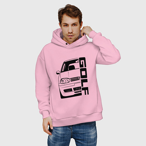 Мужское худи оверсайз Volkswagen Golf Z / Светло-розовый – фото 3