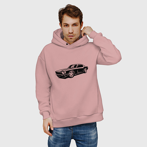 Мужское худи оверсайз Ford Mustang Z / Пыльно-розовый – фото 3